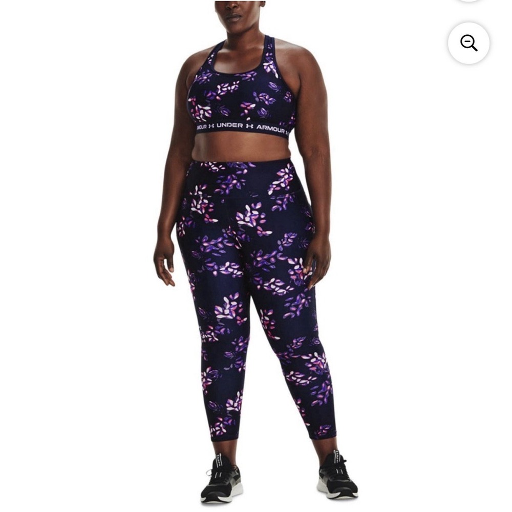 Under Armour Womens Plus HeatGear Fitness Athletic Sports Bra Leggings Set Sz 1X